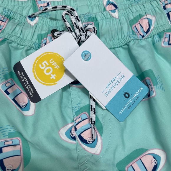 NWT SnapperRock Mint Green “Float Your Boat” Swim Trunks 11/12 years - Picture 4 of 5